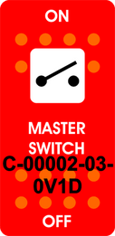"MASTER SWITCH"  Red Switch Cap single White Lens  ON-OFF