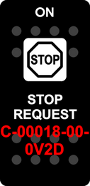 "STOP REQUEST"  Black Switch Cap single White Lens  (ON)-OFF