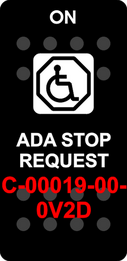 "ADA STOP REQUEST"  Black Switch Cap single White Lens  (ON)-OFF