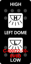 "LEFT DOME/HIGH-LOW" Black Switch Cap dual White Lens  ON-OFF-ON