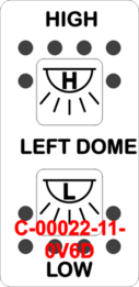 "LEFT DOME/HIGH-LOW" White Switch Cap dual White Lens  ON-OFF-ON
