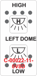 "LEFT DOME/HIGH-LOW" White Switch Cap dual White Lens  (ON)-OFF-(ON)