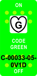 "CODE GREEN" Green Switch Cap single White Lens ON-OFF
