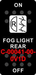 "FOG LIGHT REAR" Black Switch Cap single White Lens ON-OFF
