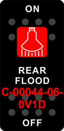 "REAR FLOOD"  Black Switch Cap single Red Lens ON-OFF