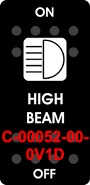 "HIGH BEAM"  Black Switch Cap single White Lens ON-OFF