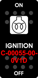 "IGNITION"  Black Switch Cap single White Lens ON-OFF