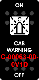 "CAB WARNING"  Black Switch Cap single White Lens ON-OFF