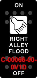 "RIGHT ALLEY FLOOD"  Black Switch Cap single White Lens ON-OFF