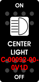 "CENTER LIGHT"   Black Switch Cap single White Lens  ON-OFF