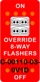 "OVERRIDE 8 WAY FLASHER"  Red Switch Cap single White Lens  ON-OFF