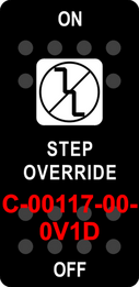 "STEP OVERRIDE"  Black Switch Cap single White Lens  ON-OFF
