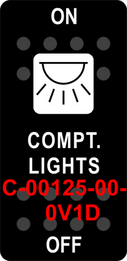 "COMPT. LIGHTS"  Black Switch Cap single White Lens  ON-OFF
