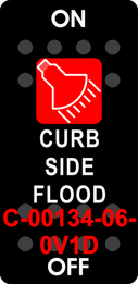 "CURB SIDE FLOOD"  Black Switch Cap single Red Lens  ON-OFF