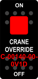 "CRANE OVERRIDE"  Black Switch Cap single Red Lens  ON-OFF