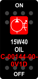 "15W40 OIL"  Black Switch Cap single Red Lens  ON-OFF