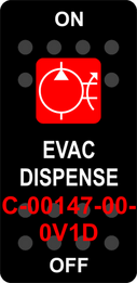 "EVAC DISPENSE"  Black Switch Cap single Red Lens  ON-OFF