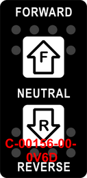 "FORWARD NETURAL REVERSE"  Black Switch Cap single White Lens ON-OFF-ON
