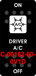 "DRIVER A/C"  Black Switch Cap single White Lens   ON-OFF