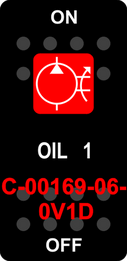 "OIL 1"  Black Switch Cap single Red Lens  ON-OFF