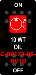 "10 WT OIL"  Black Switch Cap single Red Lens  ON-OFF