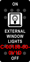 "EXTERNAL WINDOW LIGHTS"  Black Switch Cap single White Lens ON-OFF