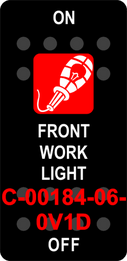 "FRONT WORK LIGHT"  Black Switch Cap single Red Lens  ON-OFF