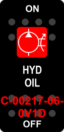 "HYD OIL"  Black Switch Cap single Red Lens  ON-OFF