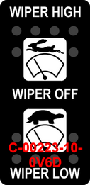"WIPER HIGH OFF LOW"  Black Switch Cap dual White Lens  ON-OFF-ON