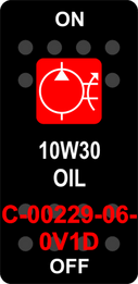 "10W30 OIL" Black Switch Cap single Red Lens ON-OFF