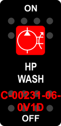 "HP WASH" Black Switch Cap single Red Lens ON-OFF