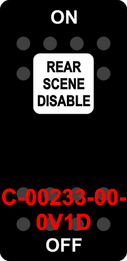 "REAR SCENE DISABLE" Black Switch Cap single White Lens ON-OFF