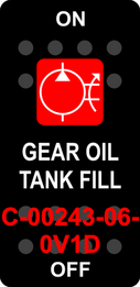 "GEAR OIL TANK FILL"  Black Switch Cap single Red Lens  ON-OFF