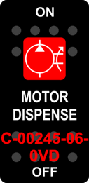 "MOTOR DISPENSE"  Black Switch Cap single Red Lens  ON-OFF