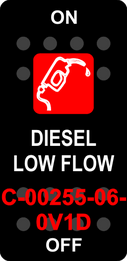 "DIESEL LOW FLOW"  Black Switch Cap single Red Lens  ON-OFF