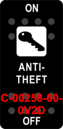 "ANTI THEFT"  Black Switch Cap single White Lens  (ON)-OFF