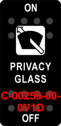 "PRIVACY GLASS"  Black Switch Cap single White Lens  ON-OFF