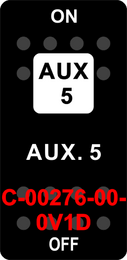 "AUX. 5"  Black Switch Cap single White Lens ON-OFF