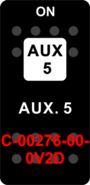 "AUX. 5"  Black Switch Cap single White Lens (ON)-OFF