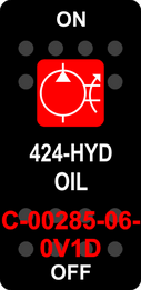 "424 HYD OIL"  Black Switch Cap single Red Lens ON-OFF