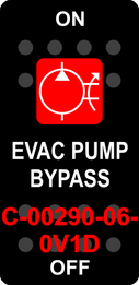 "EVAC PUMP BYPASS"  Black Switch Cap single Red Lens ON-OFF