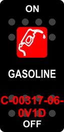 "GASOLINE"  Black Switch Cap single Red Lens ON-OFF