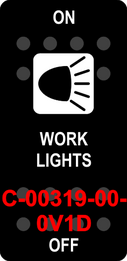 "WORK LIGHTS"  Black Switch Cap single White Lens  ON-OFF