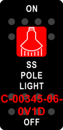 "SS POLE LIGHT"  Black Switch Cap single Red Lens  ON-OFF