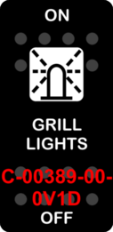 "GRILL LIGHTS"  Black Switch Cap single White Lens  ON-OFF