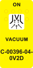 "VACUUM" Yellow Switch Cap single White Lens  (ON)-OFF