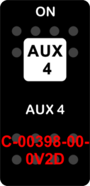 "AUX. 4"  Black Switch Cap single White Lens  (ON)-OFF