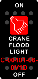 "CRANE FLOOD LIGHT"  Black Switch Cap single Red Lens  ON-OFF
