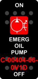 "EMERG OIL PUMP"  Black Switch Cap single Red Lens ON-OFF