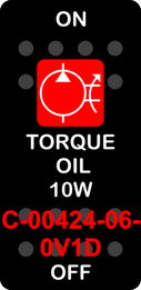 "TORQUE OIL 10W"  Black Switch Cap single Red Lens  ON-OFF